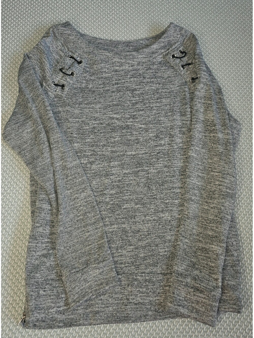 Always Indigo fall shirt with leather size medium